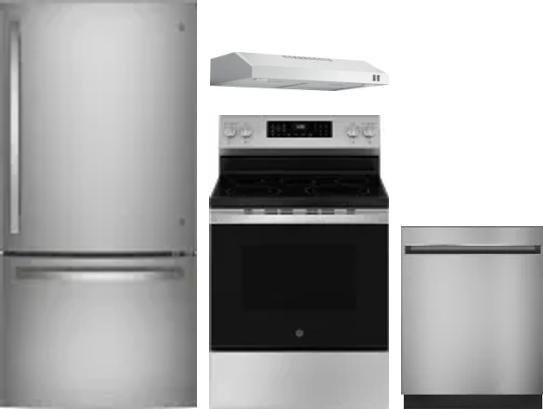 4 Piece Package Includes Refrigerator, Range, Hood And Dishwasher