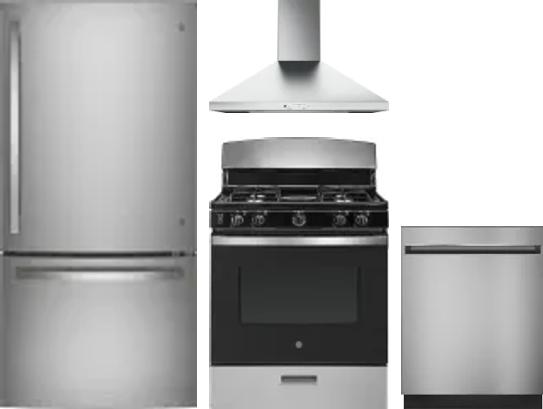 4 Piece Package Includes Refrigerator, Range, Hood And Dishwasher