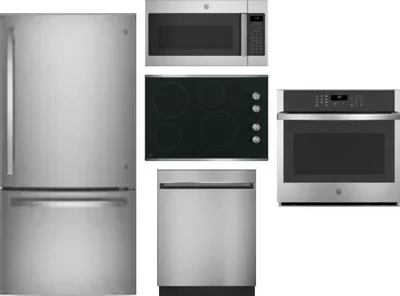 5 Piece Package Includes Refrigerator, Cooktop, Wall Oven, Microwave And Dishwasher