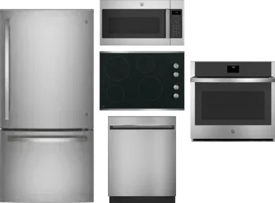 5 Piece Package Includes Refrigerator, Cooktop, Wall Oven, Microwave And Dishwasher
