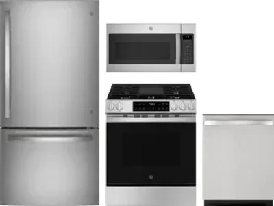 4 Piece Package Includes Refrigerator, Range, Microwave And Dishwasher