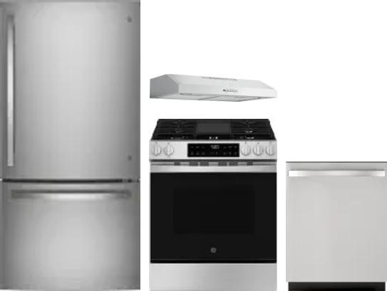 4 Piece Package Includes Refrigerator, Range, Hood And Dishwasher
