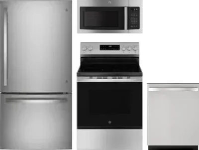 4 Piece Package Includes Refrigerator, Range, Microwave And Dishwasher