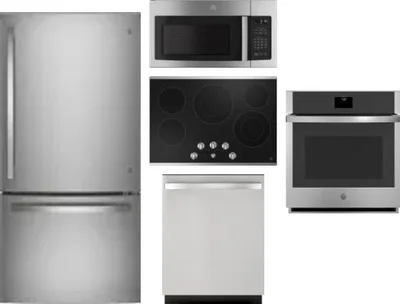 5 Piece Package Includes Refrigerator, Cooktop, Wall Oven, Microwave And Dishwasher
