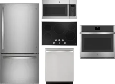 5 Piece Package Includes Refrigerator, Cooktop, Wall Oven, Microwave And Dishwasher