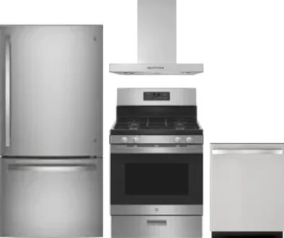 4 Piece Package Includes Refrigerator, Range, Hood And Dishwasher