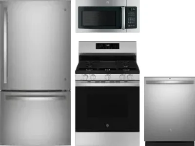 4 Piece Package Includes Refrigerator, Range, Microwave And Dishwasher