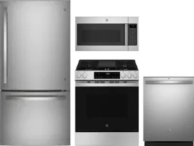 4 Piece Package Includes Refrigerator, Range, Microwave And Dishwasher