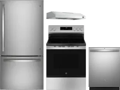 4 Piece Package Includes Refrigerator, Range, Hood And Dishwasher