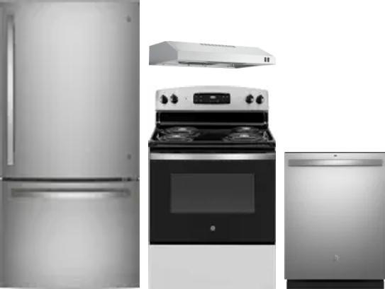 4 Piece Package Includes Refrigerator, Range, Hood And Dishwasher