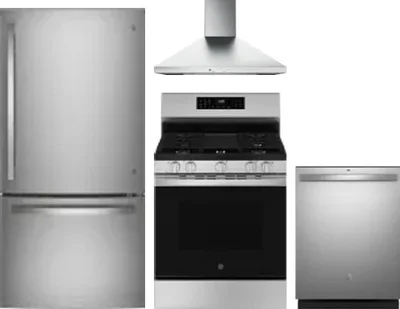 4 Piece Package Includes Refrigerator, Range, Hood And Dishwasher