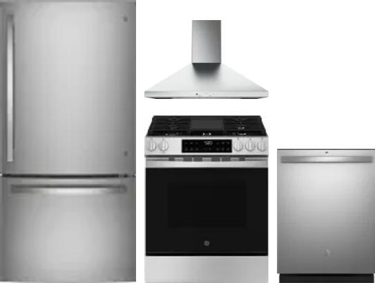 4 Piece Package Includes Refrigerator, Range, Hood And Dishwasher