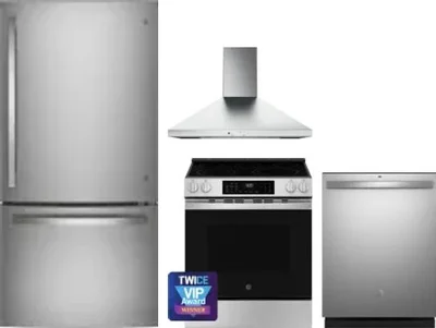 4 Piece Package Includes Refrigerator, Range, Hood And Dishwasher