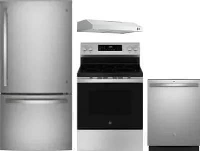 4 Piece Package Includes Refrigerator, Range, Hood And Dishwasher