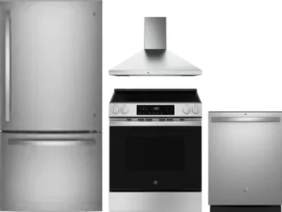 4 Piece Package Includes Refrigerator, Range, Hood And Dishwasher