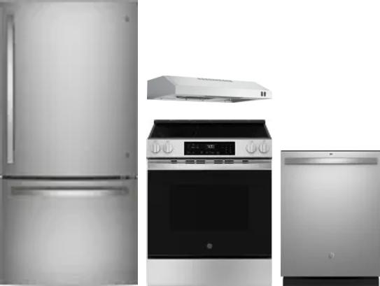 4 Piece Package Includes Refrigerator, Range, Hood And Dishwasher