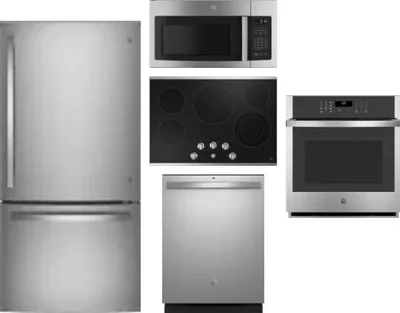 5 Piece Package Includes Refrigerator, Cooktop, Wall Oven, Microwave And Dishwasher