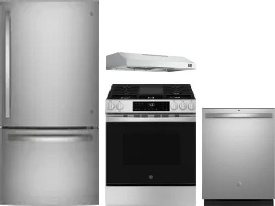 4 Piece Package Includes Refrigerator, Range, Hood And Dishwasher