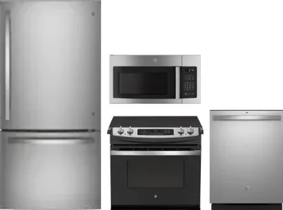 4 Piece Package Includes Refrigerator, Range, Microwave And Dishwasher