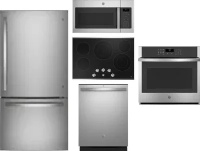 5 Piece Package Includes Refrigerator, Cooktop, Wall Oven, Microwave And Dishwasher
