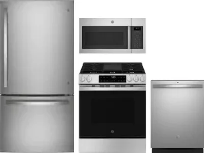 4 Piece Package Includes Refrigerator, Range, Microwave And Dishwasher