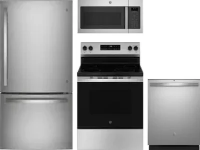 4 Piece Package Includes Refrigerator, Range, Microwave And Dishwasher