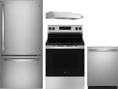 4 Piece Package Includes Refrigerator, Range, Hood And Dishwasher