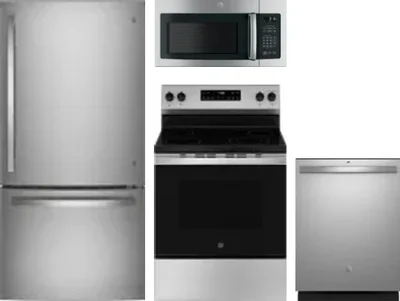 4 Piece Package Includes Refrigerator, Range, Microwave And Dishwasher