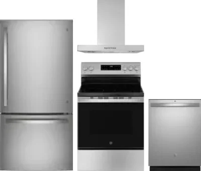 4 Piece Package Includes Refrigerator, Range, Hood And Dishwasher