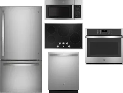 5 Piece Package Includes Refrigerator, Cooktop, Wall Oven, Microwave And Dishwasher