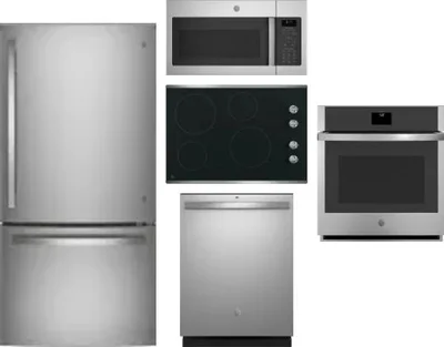 5 Piece Package Includes Refrigerator, Cooktop, Wall Oven, Microwave And Dishwasher