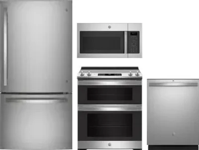 4 Piece Package Includes Refrigerator, Range, Microwave And Dishwasher