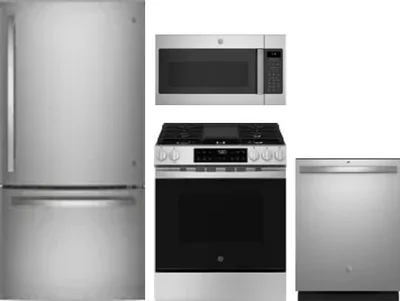 4 Piece Package Includes Refrigerator, Range, Microwave And Dishwasher
