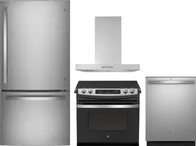 4 Piece Package Includes Refrigerator, Range, Hood And Dishwasher