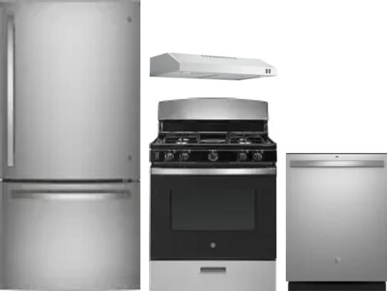 4 Piece Package Includes Refrigerator, Range, Hood And Dishwasher