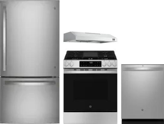 4 Piece Package Includes Refrigerator, Range, Hood And Dishwasher