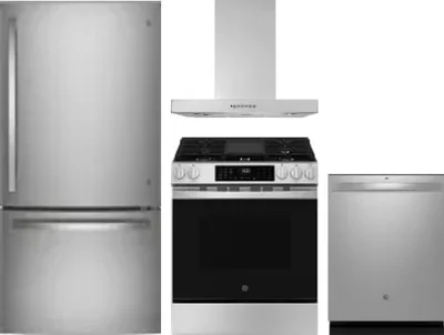 4 Piece Package Includes Refrigerator, Range, Hood And Dishwasher