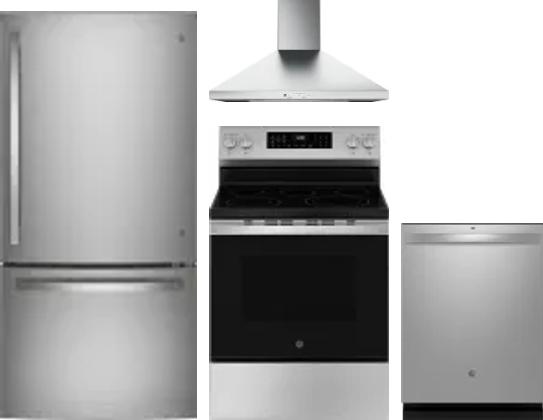 4 Piece Package Includes Refrigerator, Range, Hood And Dishwasher