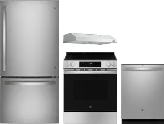 4 Piece Package Includes Refrigerator, Range, Hood And Dishwasher