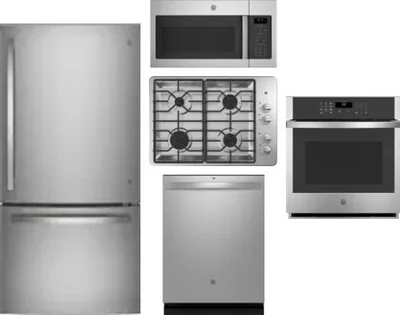 5 Piece Package Includes Refrigerator, Cooktop, Wall Oven, Microwave And Dishwasher