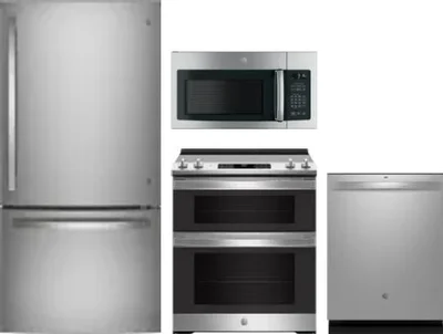 4 Piece Package Includes Refrigerator, Range, Microwave And Dishwasher