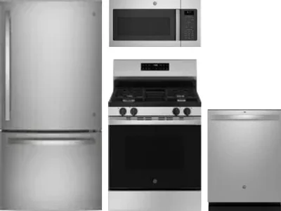 4 Piece Package Includes Refrigerator, Range, Microwave And Dishwasher