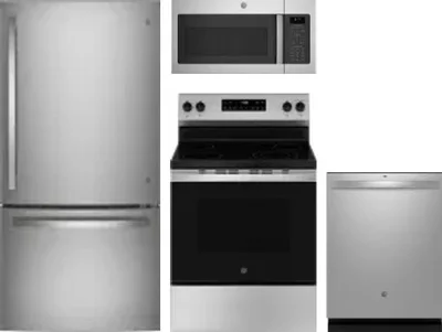 4 Piece Package Includes Refrigerator, Range, Microwave And Dishwasher