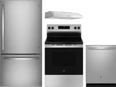4 Piece Package Includes Refrigerator, Range, Hood And Dishwasher