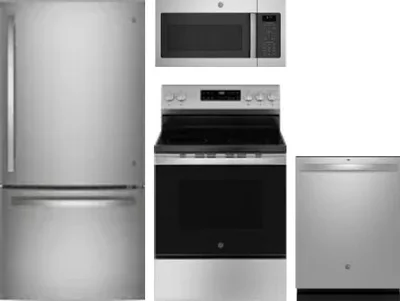 4 Piece Package Includes Refrigerator, Range, Microwave And Dishwasher