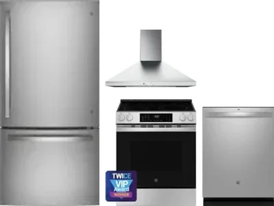 4 Piece Package Includes Refrigerator, Range, Hood And Dishwasher