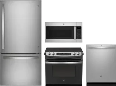 4 Piece Package Includes Refrigerator, Range, Microwave And Dishwasher