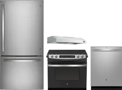 4 Piece Package Includes Refrigerator, Range, Hood And Dishwasher