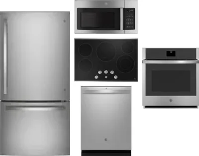 5 Piece Package Includes Refrigerator, Cooktop, Wall Oven, Microwave And Dishwasher
