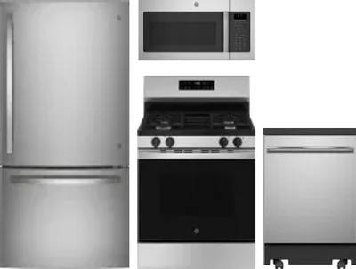 4 Piece Package Includes Refrigerator, Range, Microwave And Dishwasher